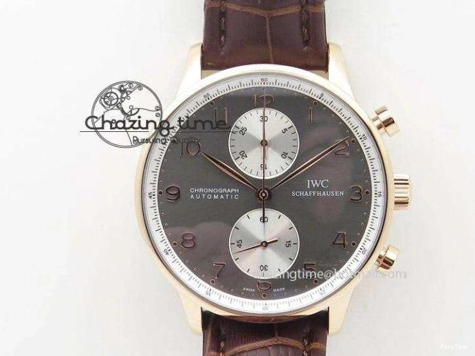 MIROTIME 0213 Portuguese Chrono SS ZF 1:1 Best Edition Gray Dial SS On Black Leather Strap A ZipUp 7215
